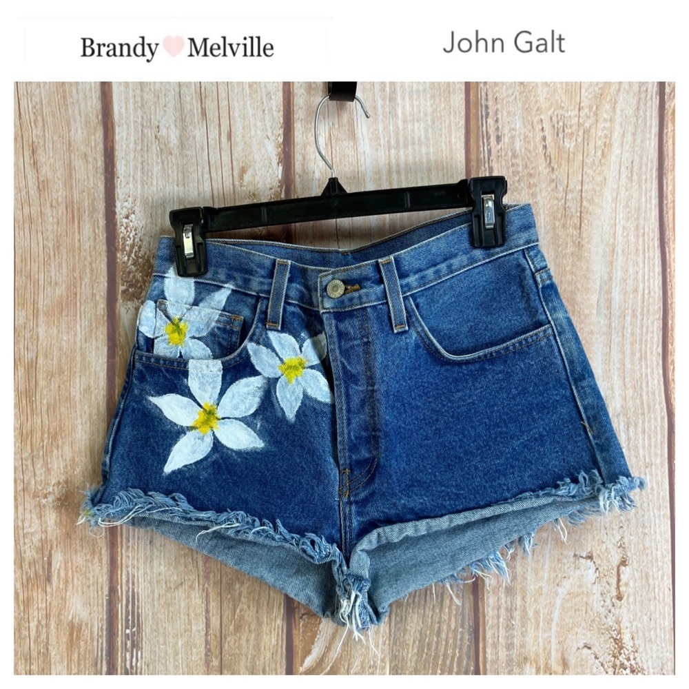 💙John Galt Painted Denim Denim Cutoffs Size Small